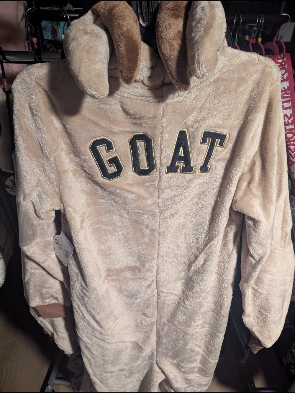 Goat Themed Plush Fleece Onesie Pajamas with Hood