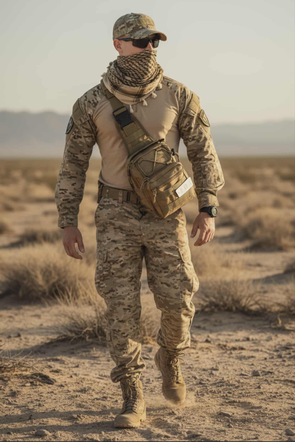 Khaki Tactical Crossbody Sling Bag