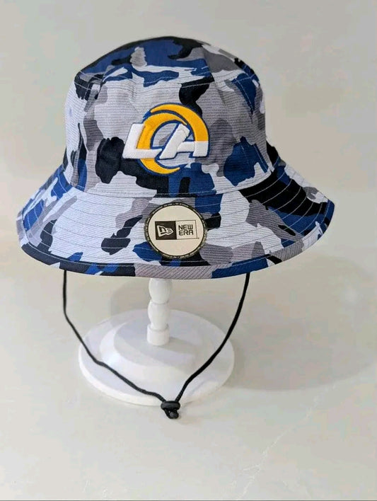 New Era NFL Los Angeles Rams Camo Bucket Hat - Blue Camouflage Adjustable