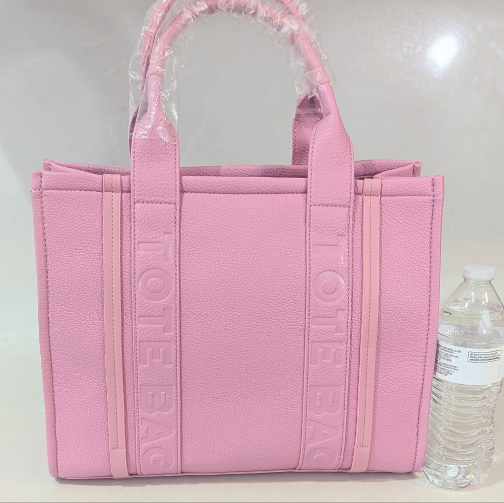 Pink Tote Bag with Matching Wallet and Strap Set