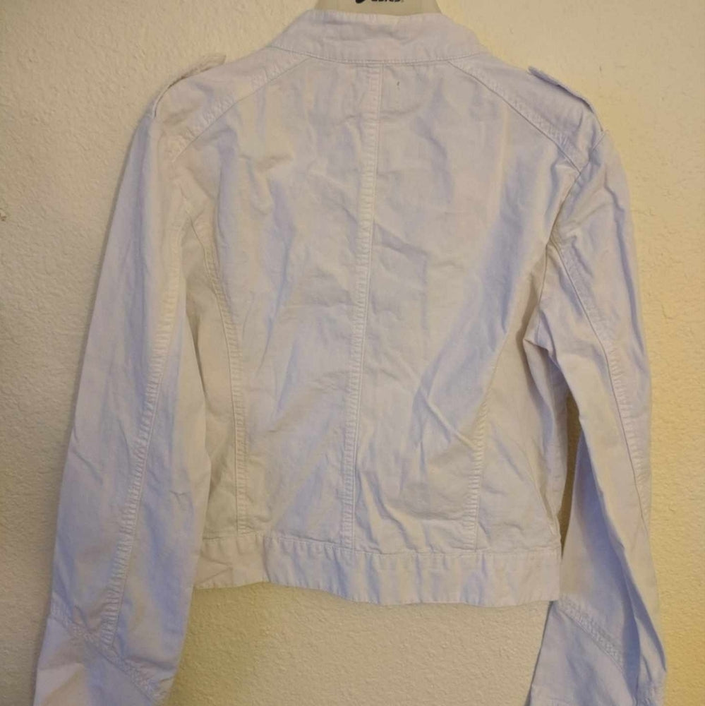 Twenty One White Cotton Spandex Zip-Up Jacket Medium - Sac's Main