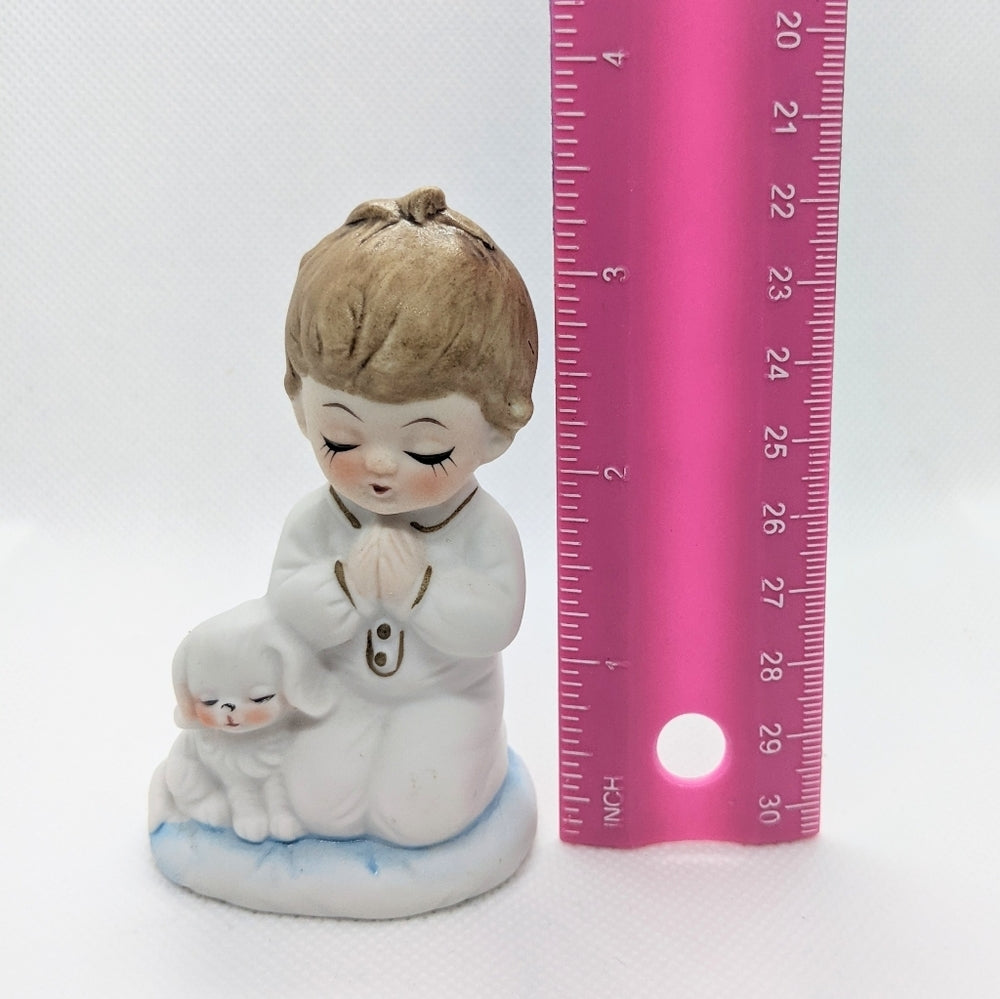 Vintage Ceramic Figurine of Praying Child with Dog