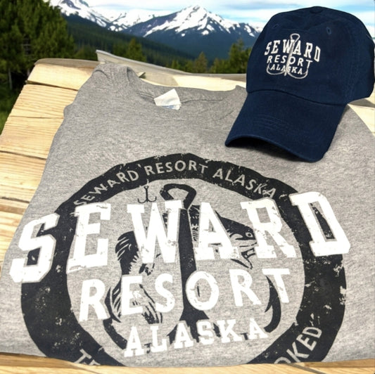 Seward Resort Alaska Graphic T-Shirt and Navy Baseball Cap Set - Sac's Main