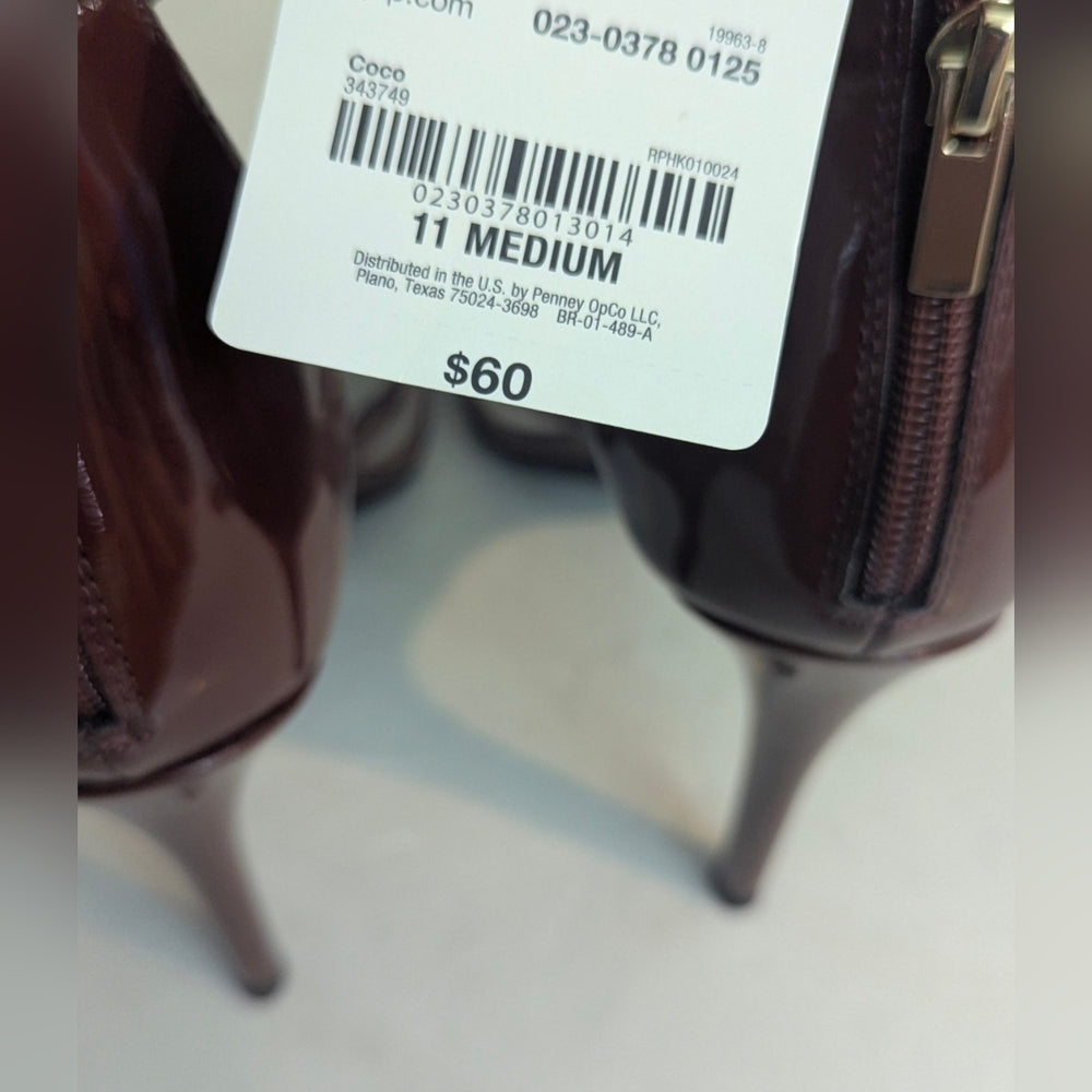 Worthington Coco Medium Brown Patent Leather Strappy High Heel Sandals Size 11