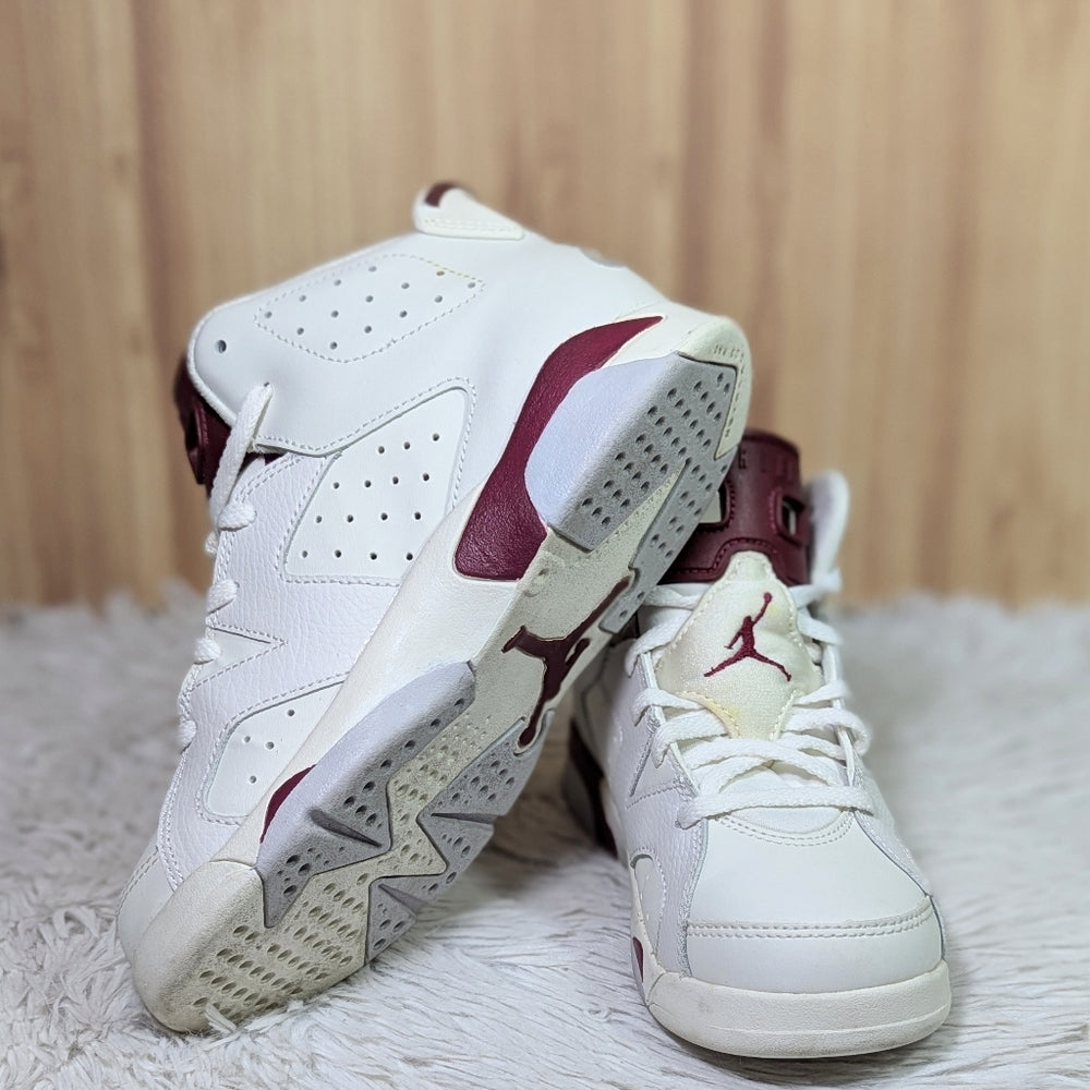 Nike Air Jordan 6 Retro White and Maroon Sneakers size 3