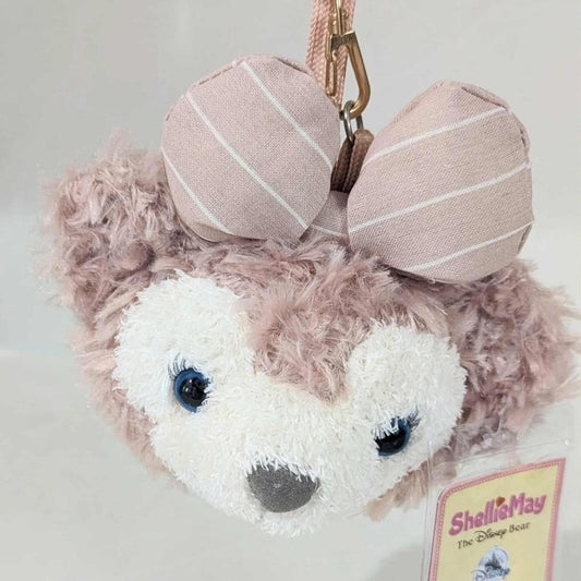 Disney ShellieMay Plush Bear Face Coin Purse with Bow and Strap