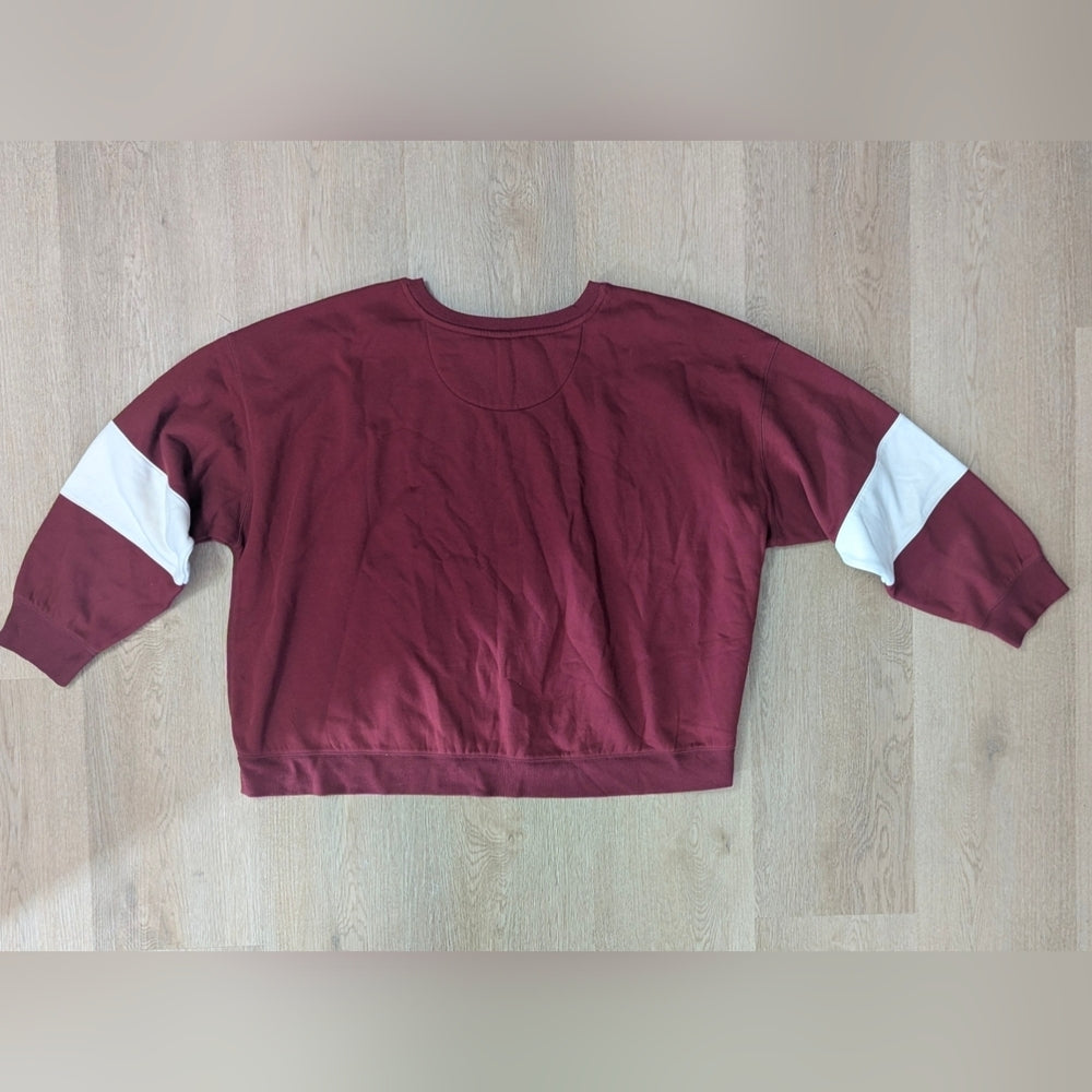 Universal Thread Burgundy and White Colorblock Pullover Sweatshirt Size XL
