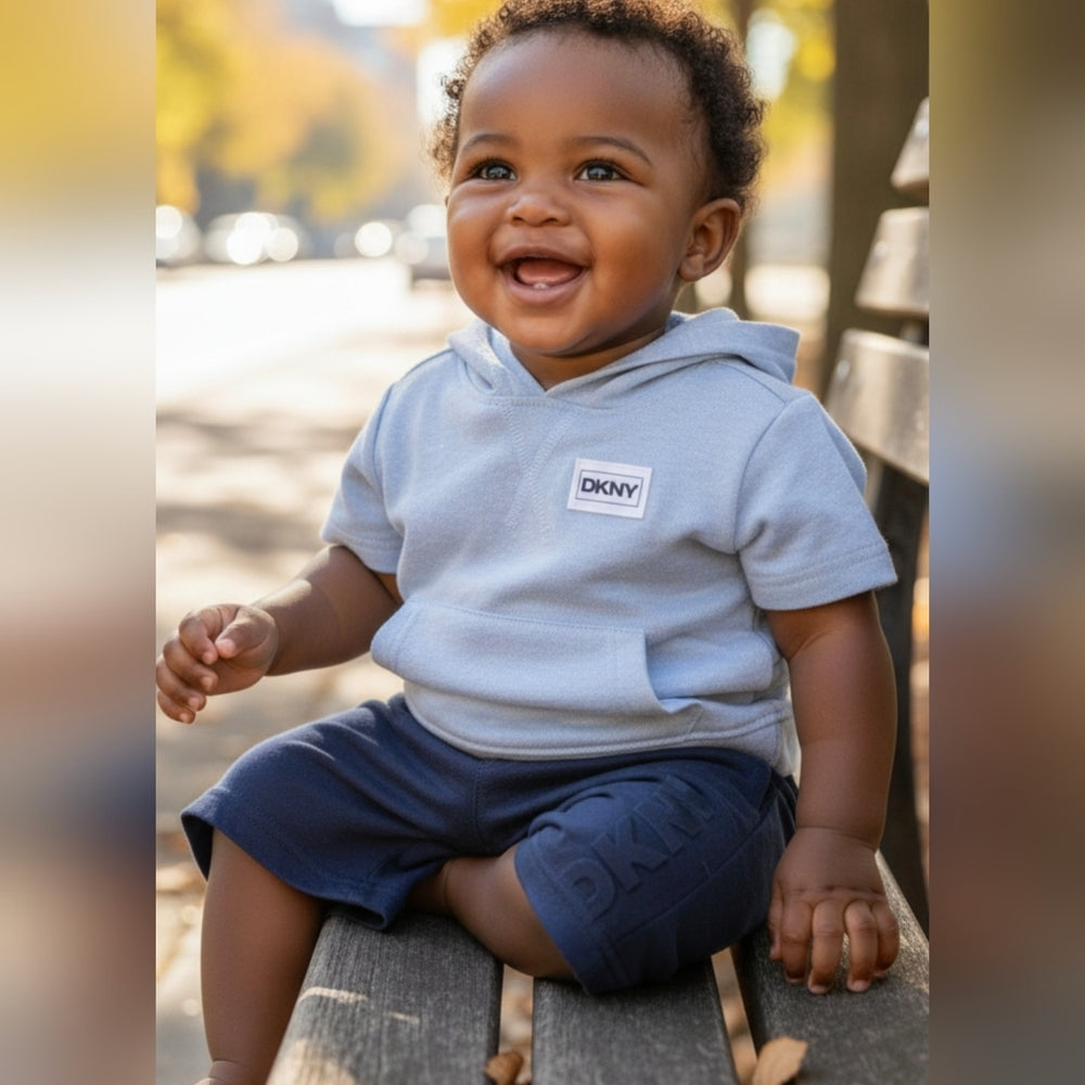 DKNY Baby Boys 2-Piece Hoodie and Shorts Set 24M