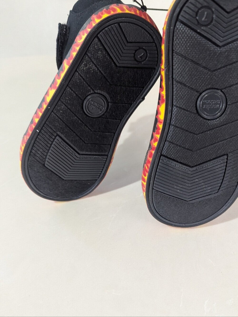 Wonder Nation Kids Black High Top Sneakers with Flame Print Sole
