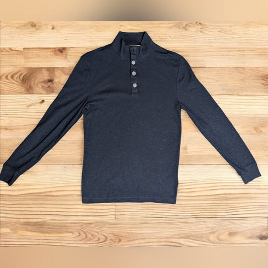 Kirkland Signature Men's Small Deep Black Long Sleeve Waffle Knit Shirt
