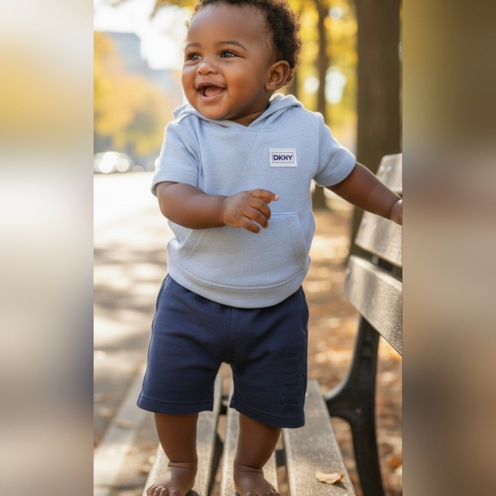DKNY Baby Boys 2-Piece Hoodie and Shorts Set 24M