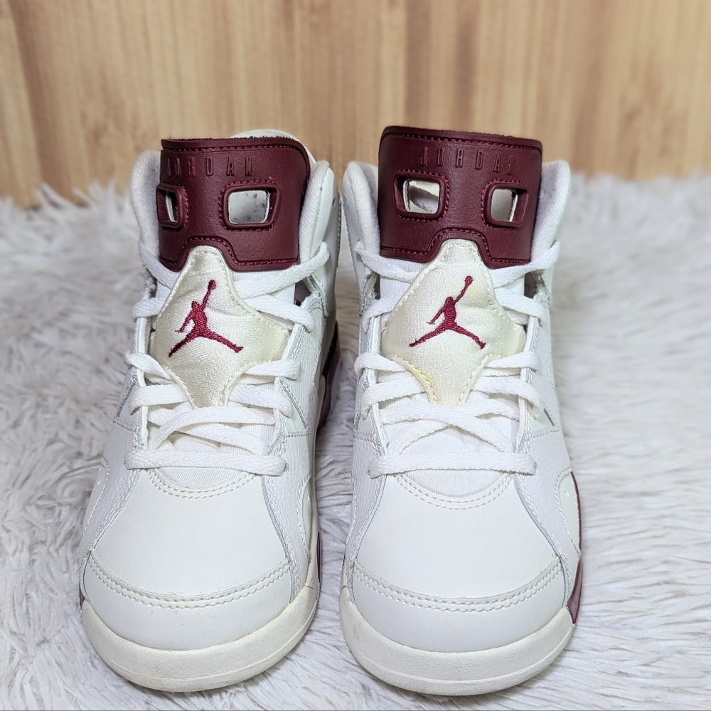 Nike Air Jordan 6 Retro White and Maroon Sneakers size 3