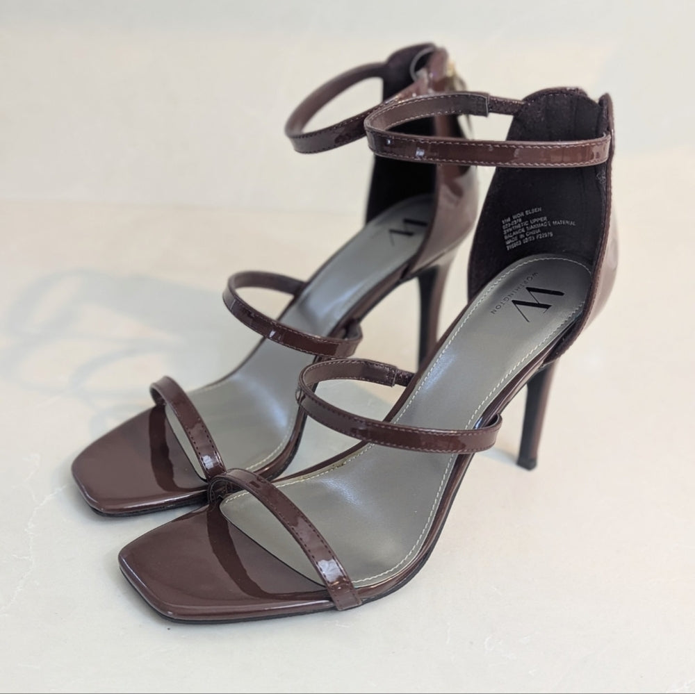 Worthington Coco Medium Brown Patent Leather Strappy High Heel Sandals Size 11