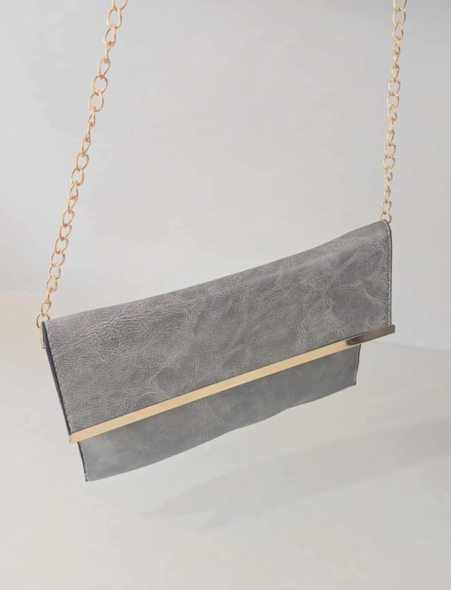 3-Piece Gray Tote Bag Set with Gold Accent – Brand New