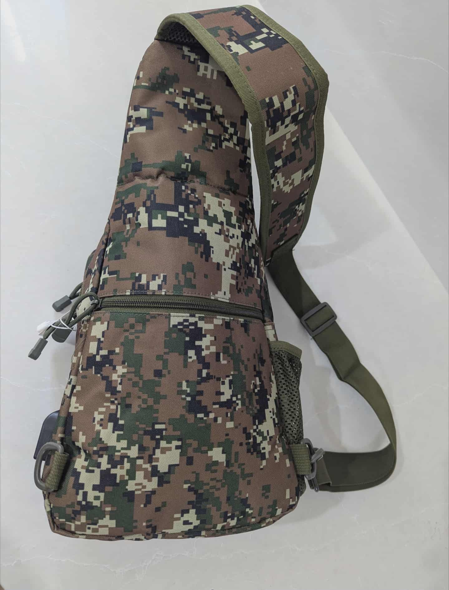 Camouflage Tactical Crossbody Sling Bag with USB Charging Port