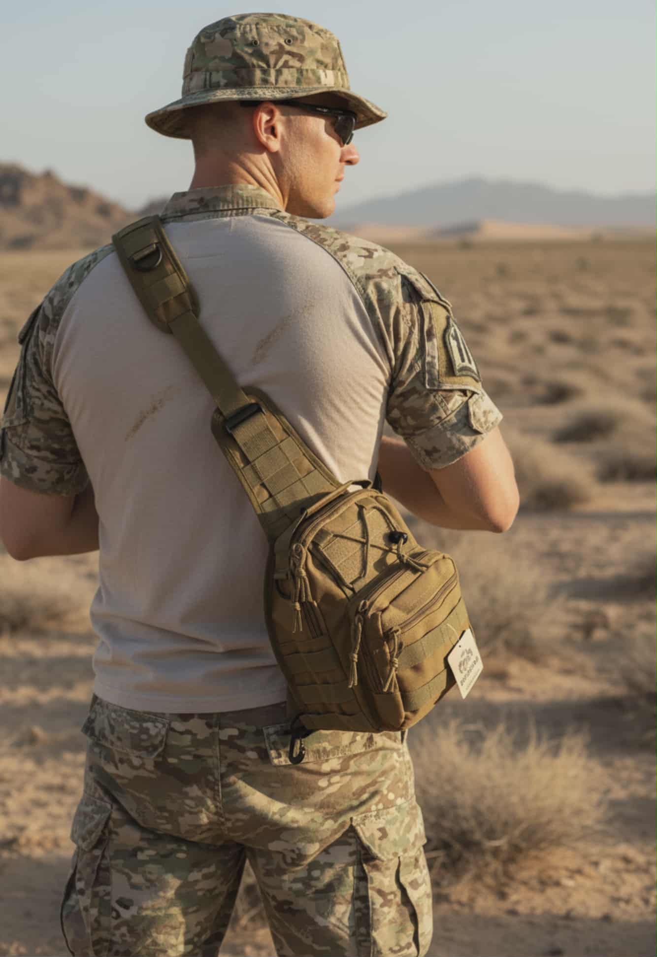 Khaki Tactical Crossbody Sling Bag