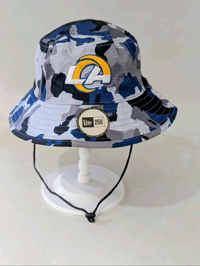 New Era NFL Los Angeles Rams Camo Bucket Hat - Blue Camouflage Adjustable