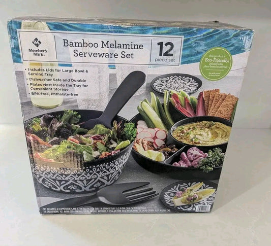 Member’s Mark Bamboo Melamine Serveware Set – 12 Piece
