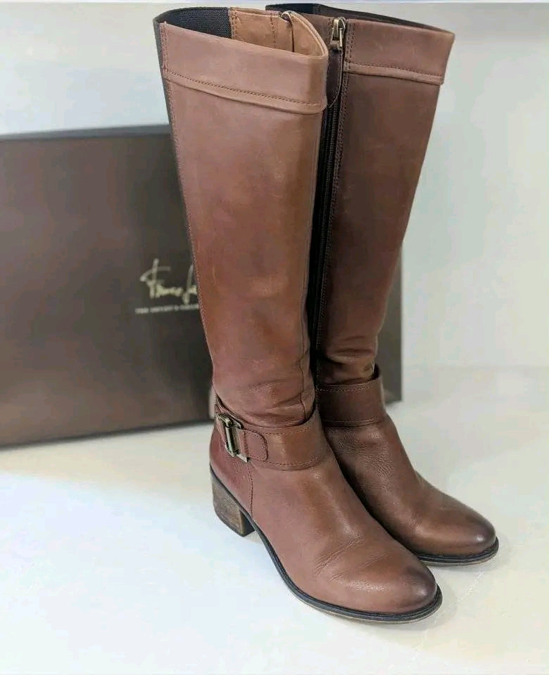 Franco Sarto Brown Leather Riding Boots – Sizes 9 & 9.5