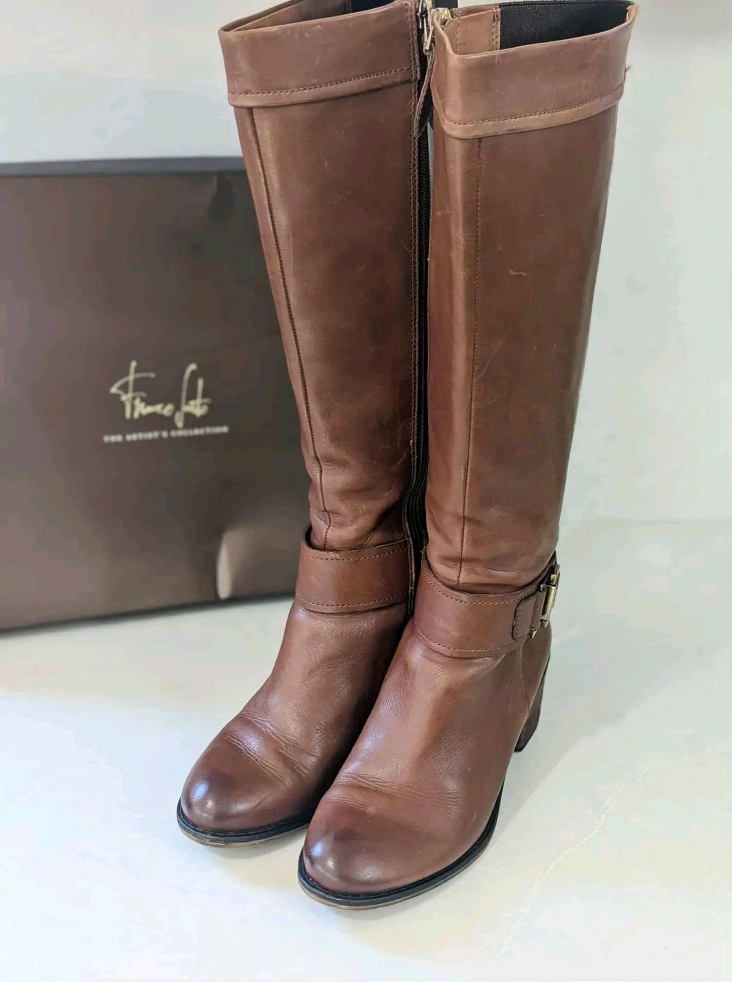 Franco Sarto Brown Leather Riding Boots – Sizes 9 & 9.5