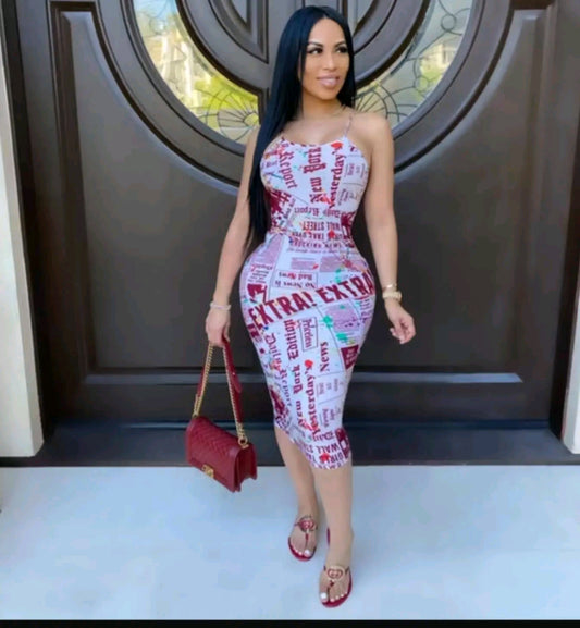 EXTRA Newspaper Print Halter Dress – Size S/M