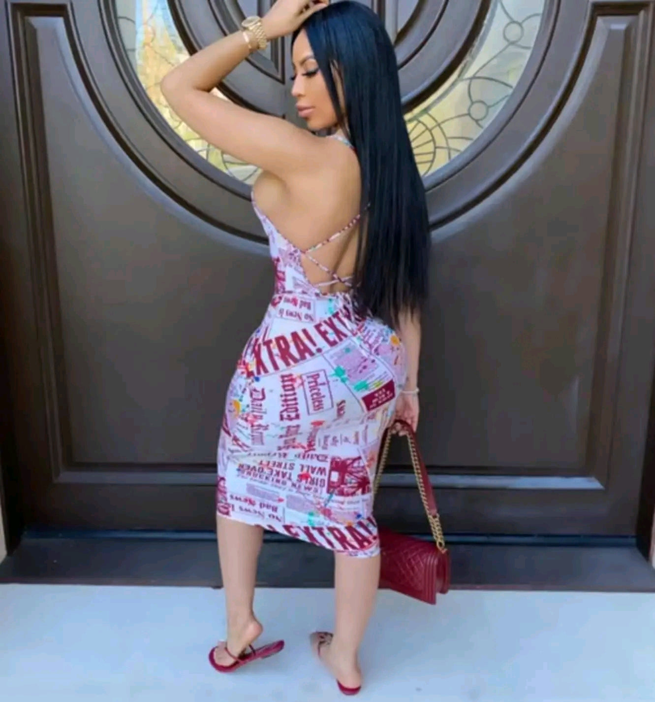 EXTRA Newspaper Print Halter Dress – Size S/M