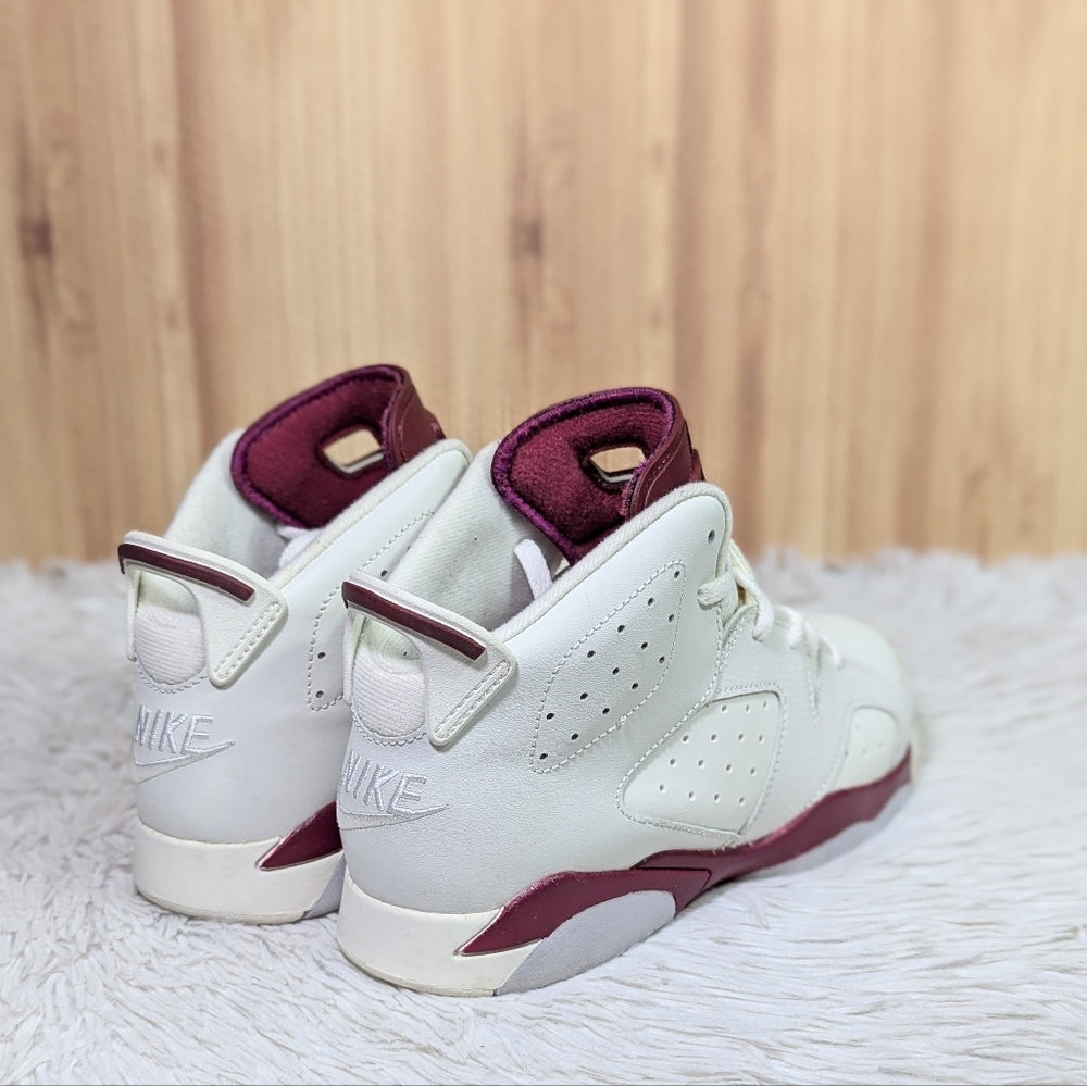 Nike Air Jordan 6 Retro White and Maroon Sneakers size 3