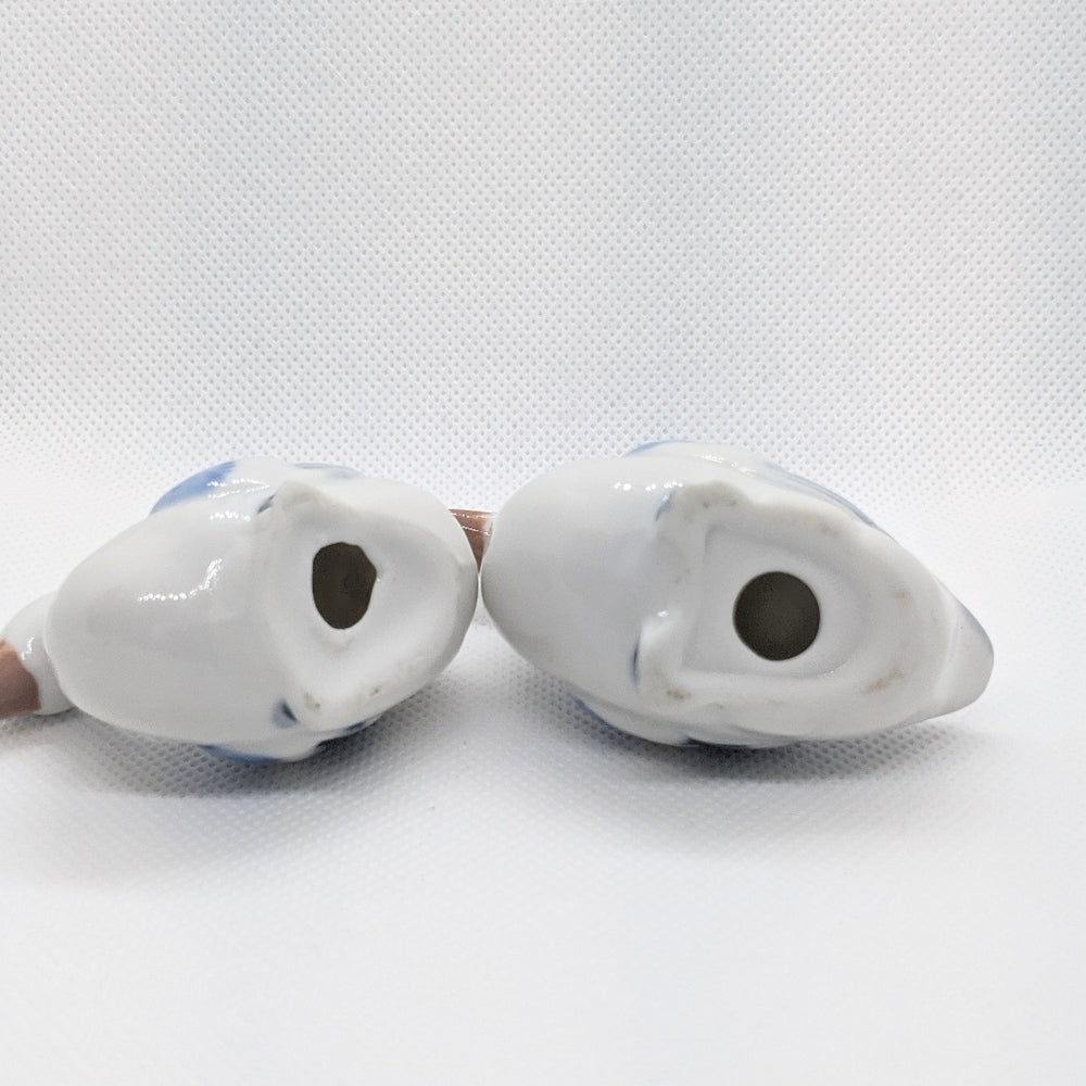Pair of Vintage Porcelain Duck Figurines Blue and White
