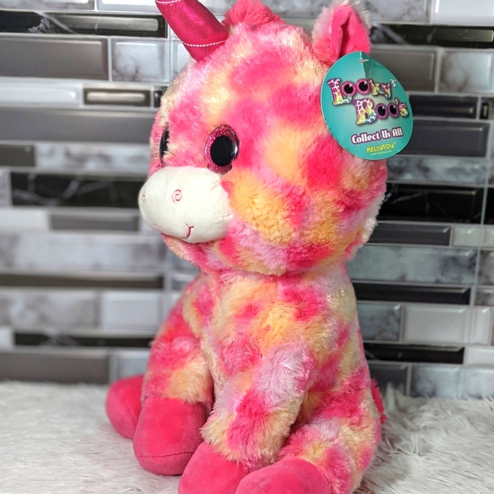 Looky Boos Plush Unicorn Stuffed Animal - Pink and Yellow Tie-Dye - Sac's Main