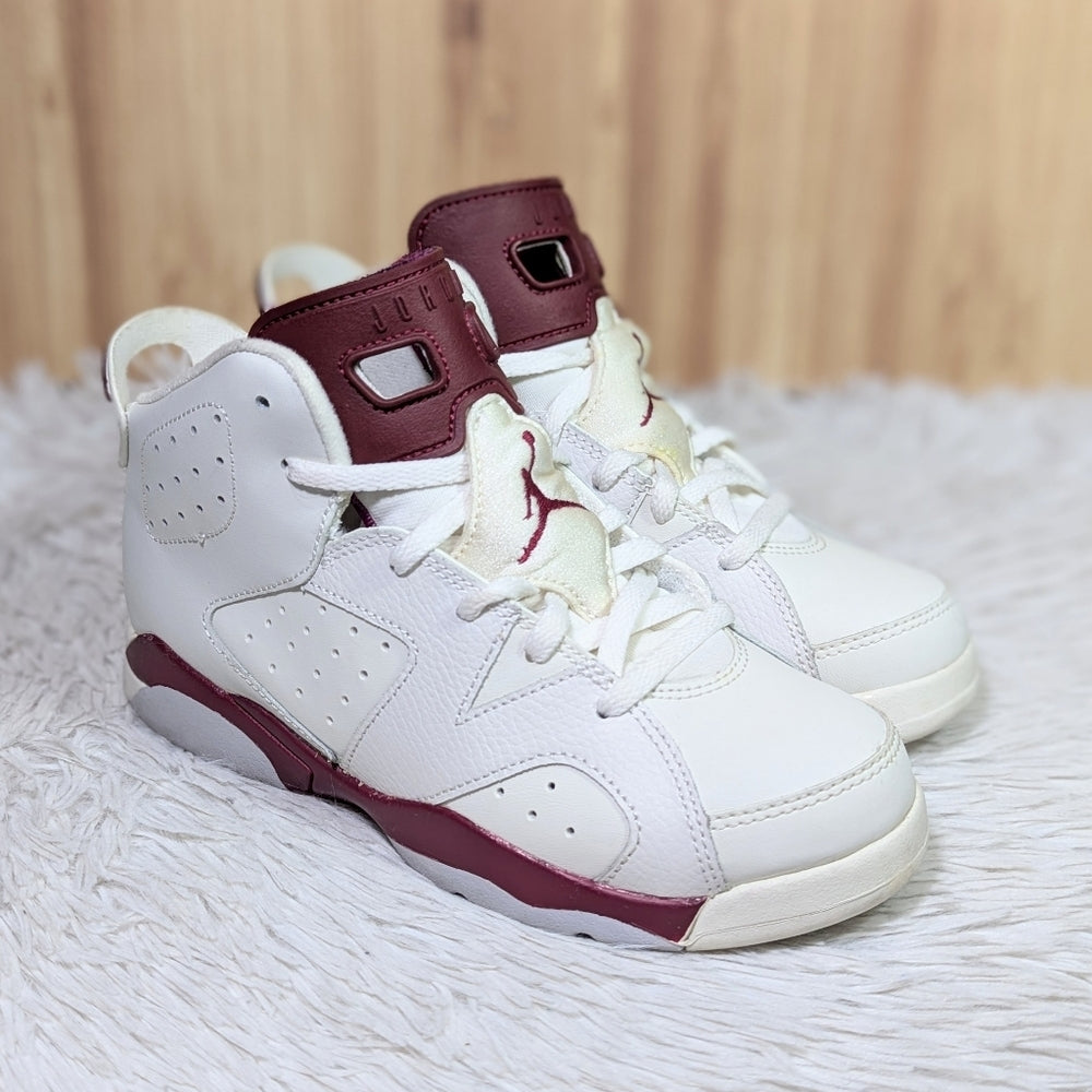 Nike Air Jordan 6 Retro White and Maroon Sneakers size 3