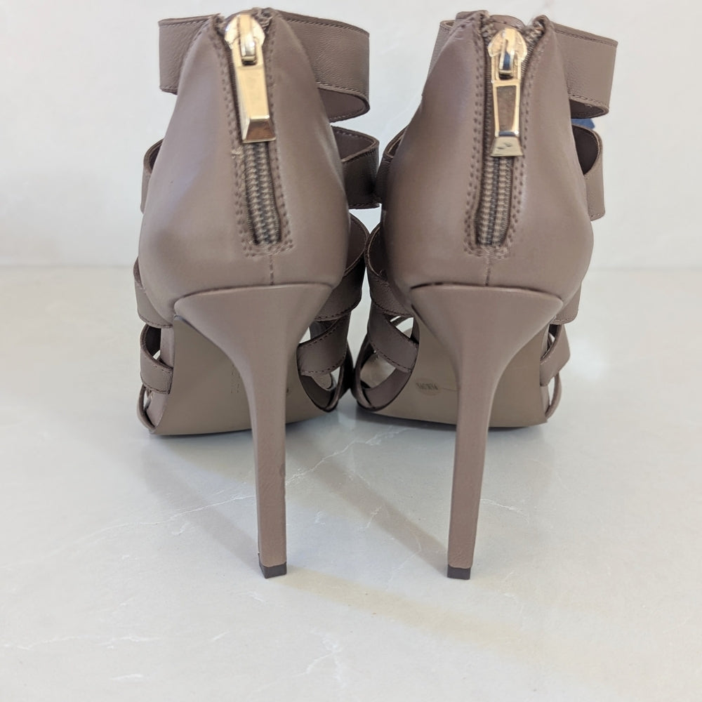 BCBGeneration Taupe Strappy High Heel Sandals Size 9.5