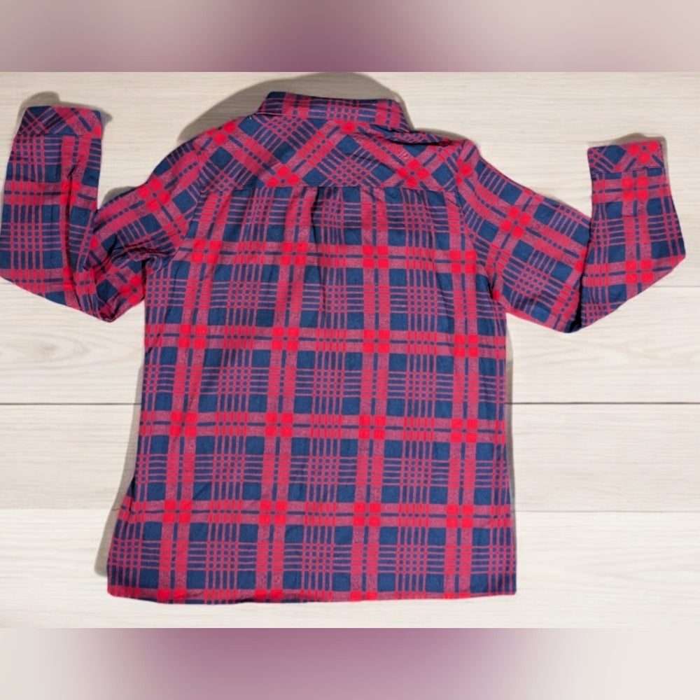 Cupshe Red and Navy Plaid Long Sleeve Shirt