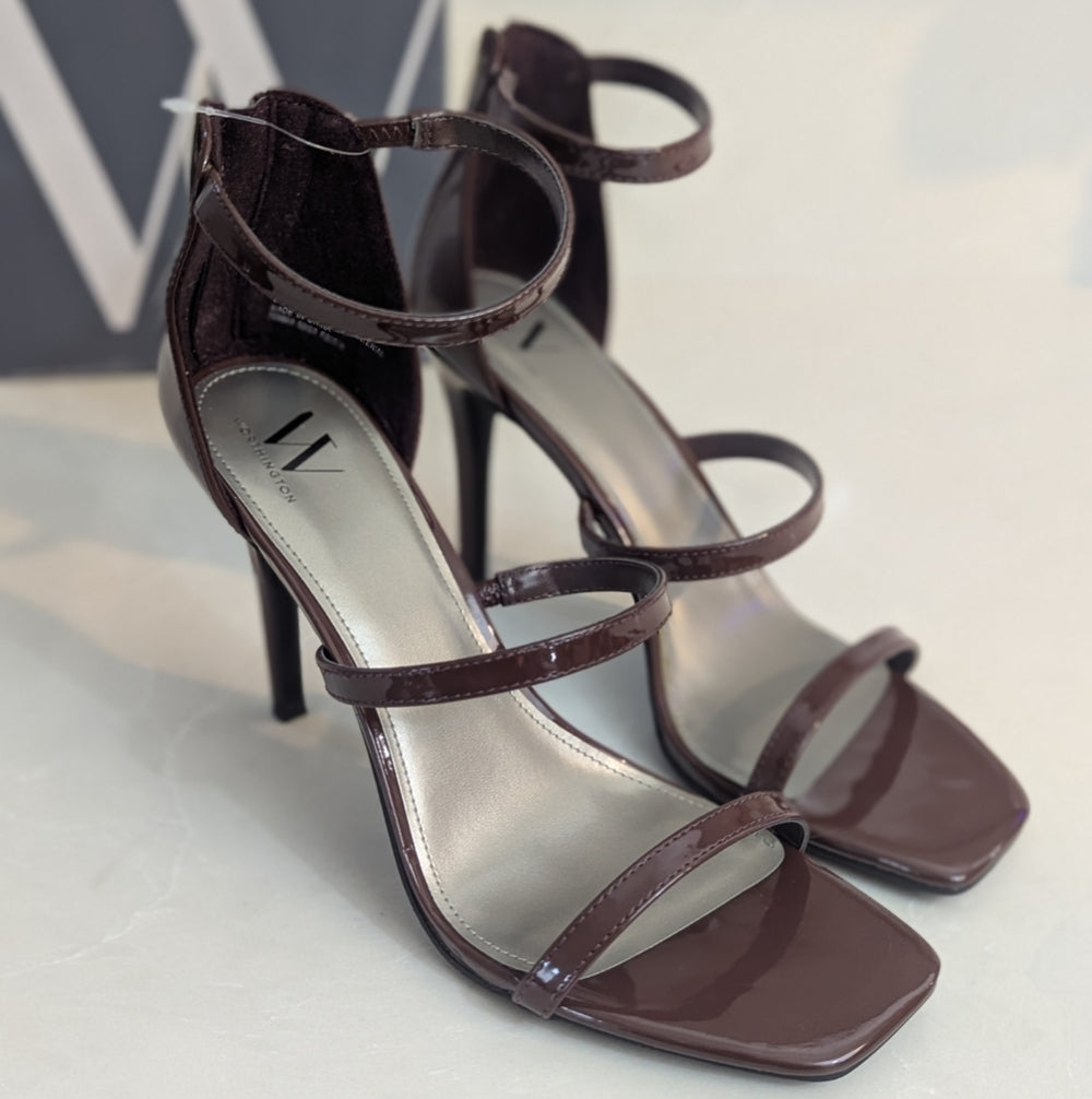 Worthington Coco Medium Brown Patent Leather Strappy High Heel Sandals Size 11