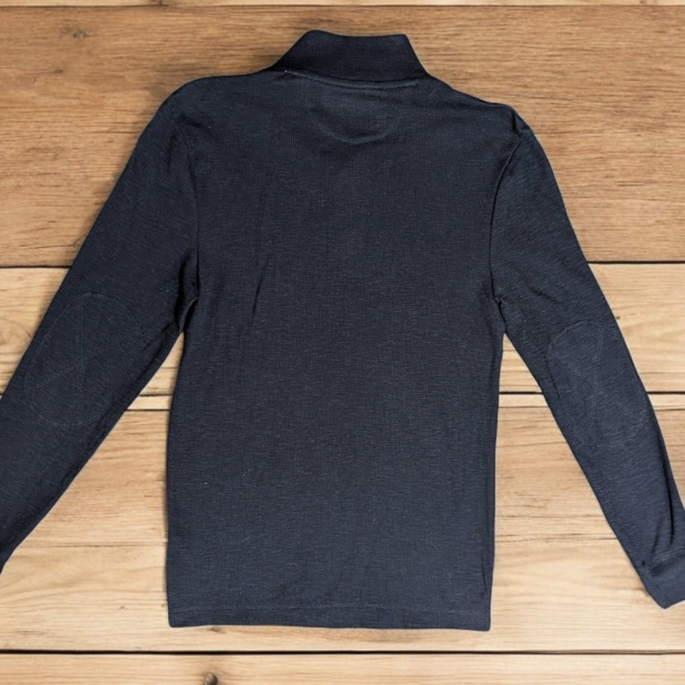 Kirkland Signature Men's Small Deep Black Long Sleeve Waffle Knit Shirt