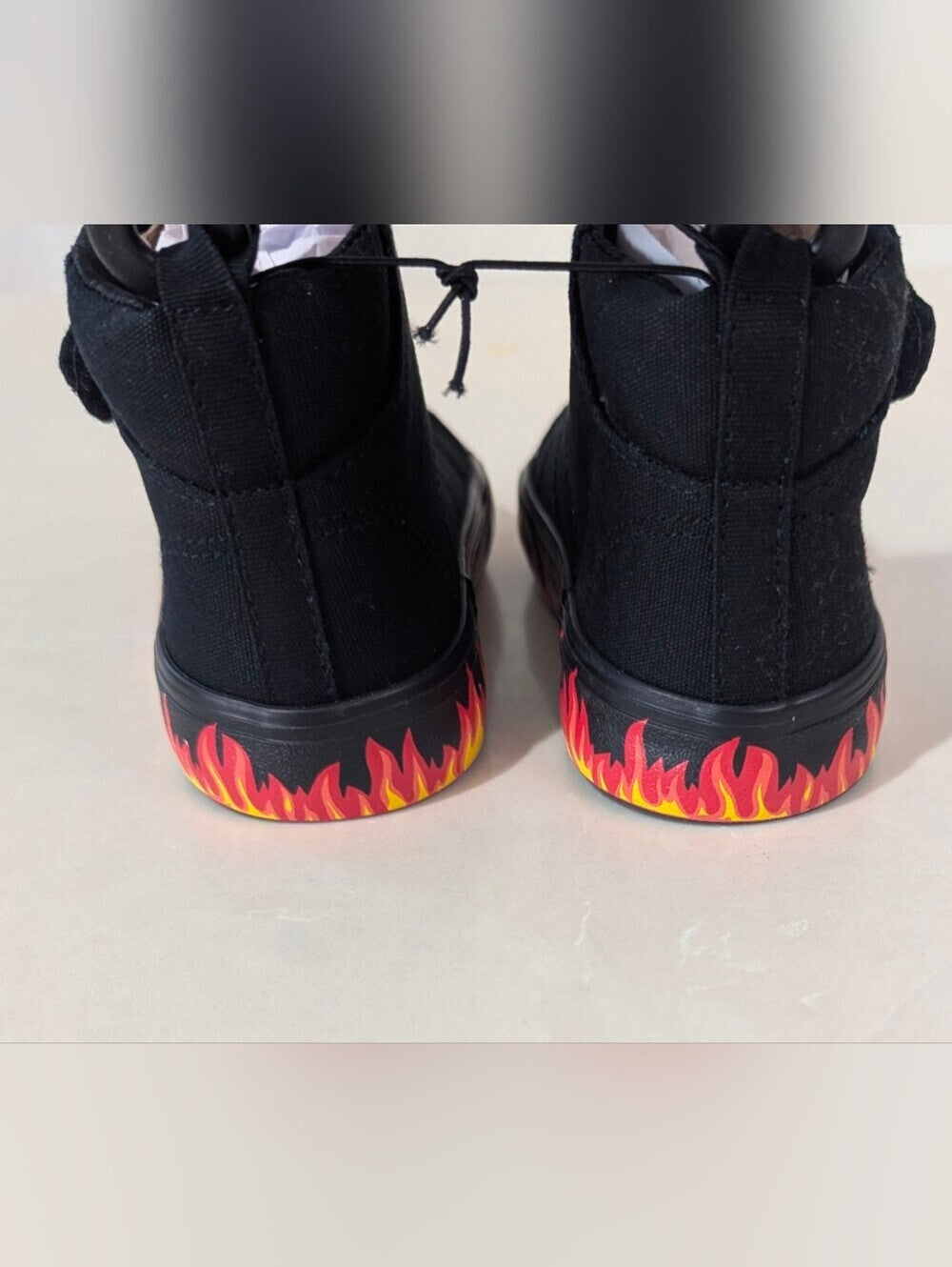 Wonder Nation Kids Black High Top Sneakers with Flame Print Sole
