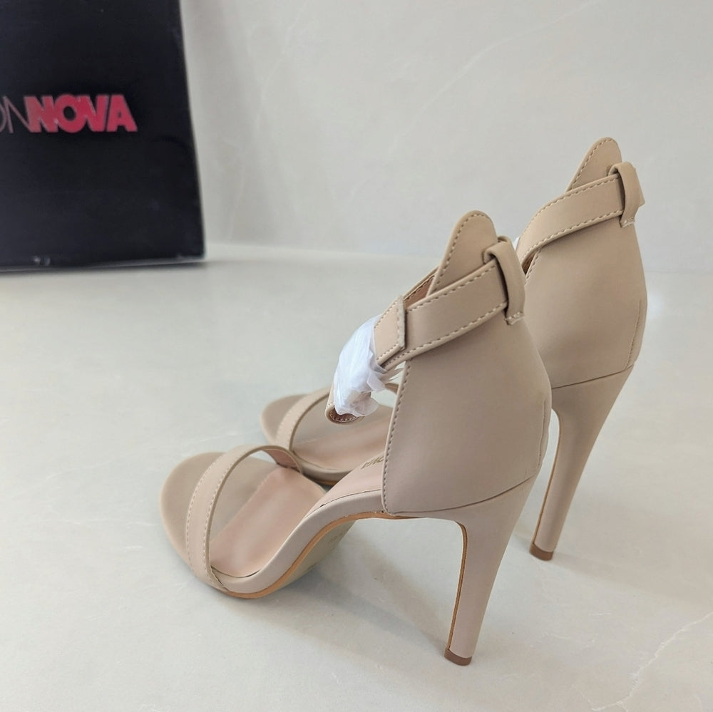 Fashion Nova Beige Ankle Strap High Heel Sandals Size 8
