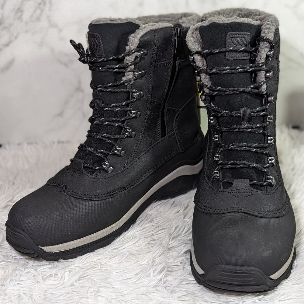 Thermolite EcoMode Black Winter Boots with Faux Fur Lining and Side Zipper