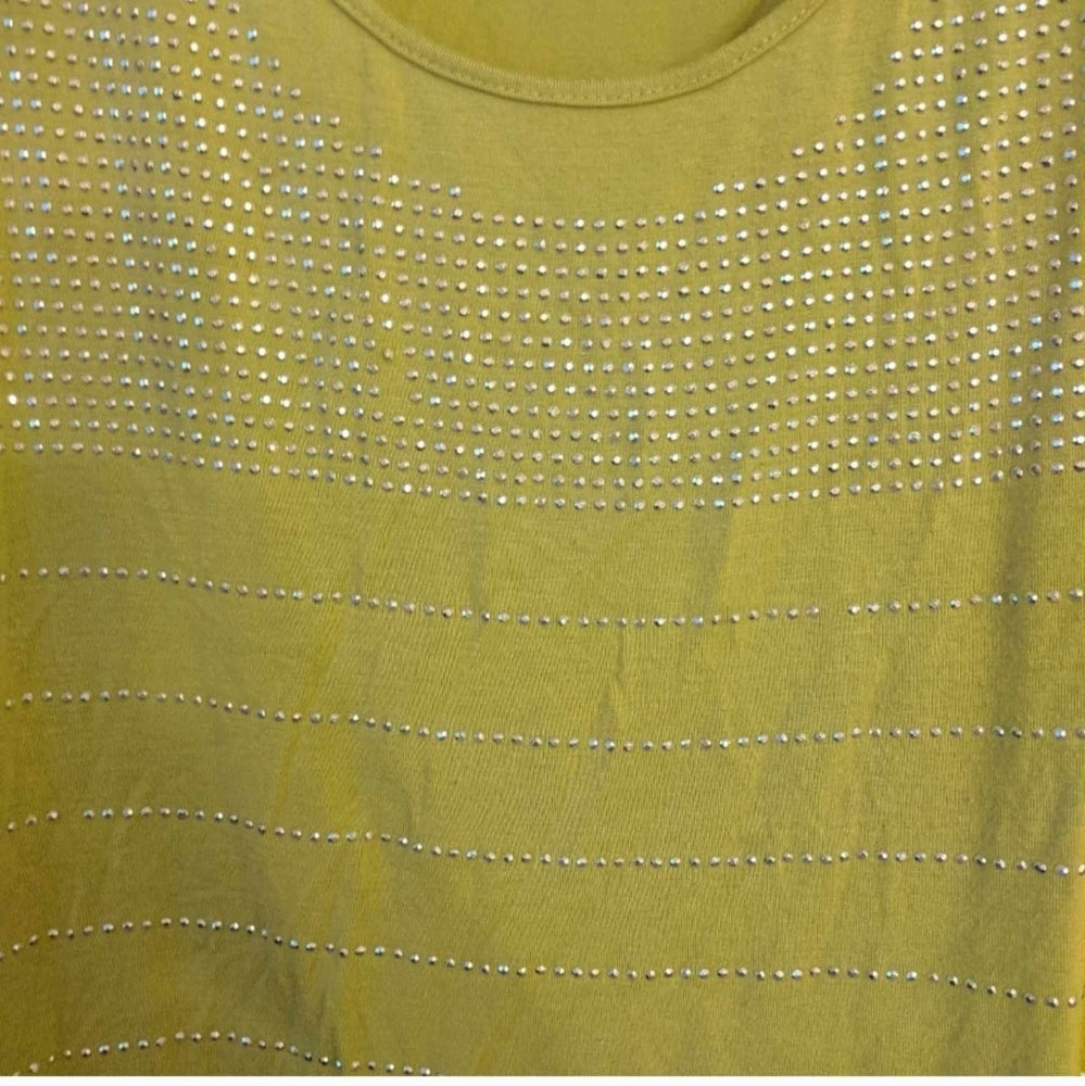 Ashley Stewart Yellow Sleeveless Tank Top with Rhinestone Detail Size 18/20