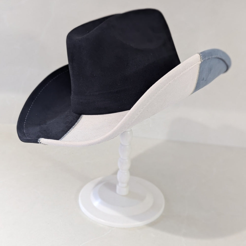 Colorblock Wide Brim Fedora Hat - Sac's Main