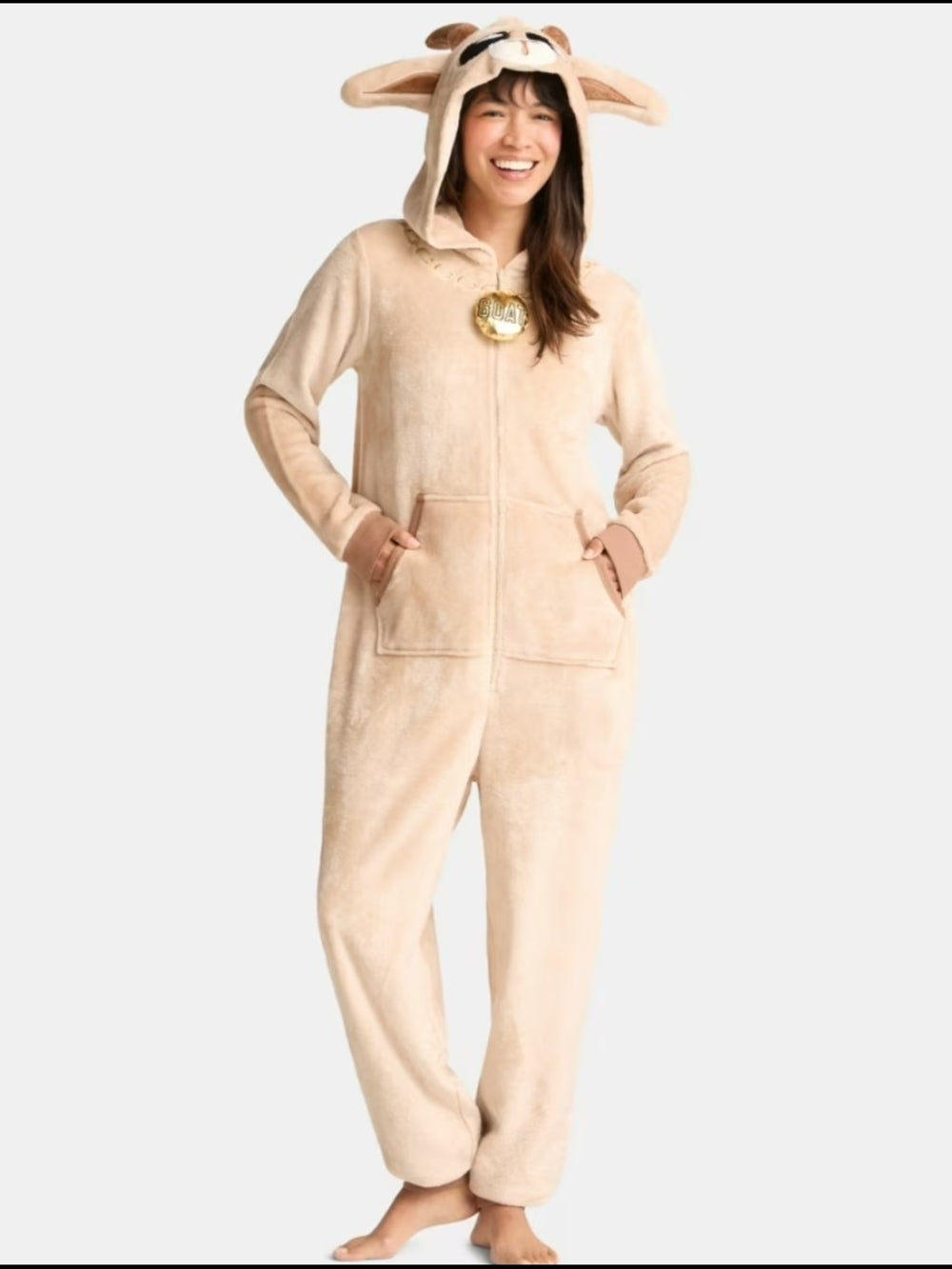 Goat Themed Plush Fleece Onesie Pajamas with Hood