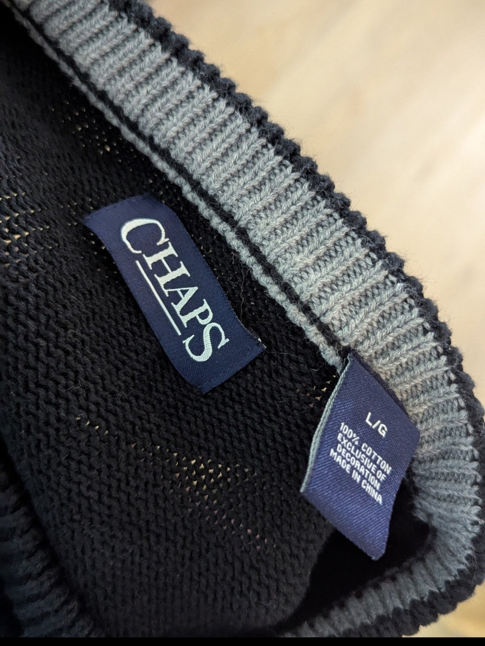 Chaps Men's Black Cotton Crew Neck Pullover Sweater Large