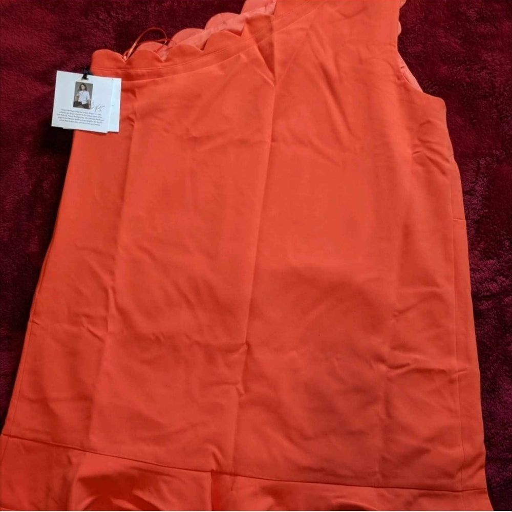 Victoria Beckham Orange One-Shoulder Scalloped Bow Dress