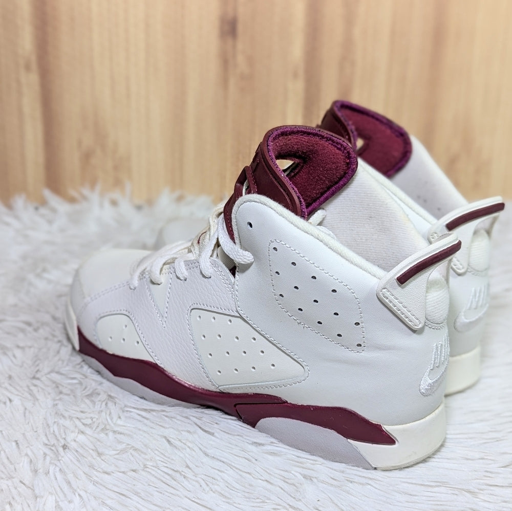 Nike Air Jordan 6 Retro White and Maroon Sneakers size 3