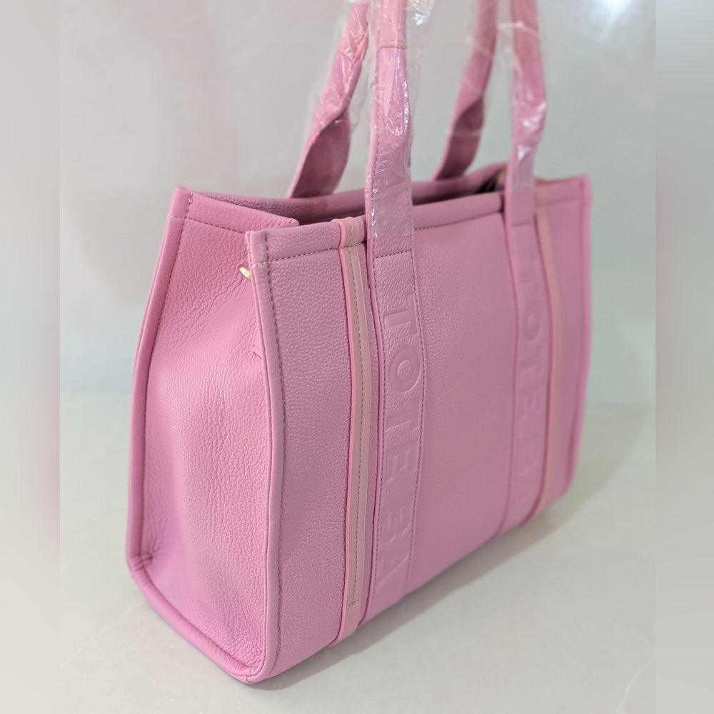 Pink Tote Bag with Matching Wallet and Strap Set