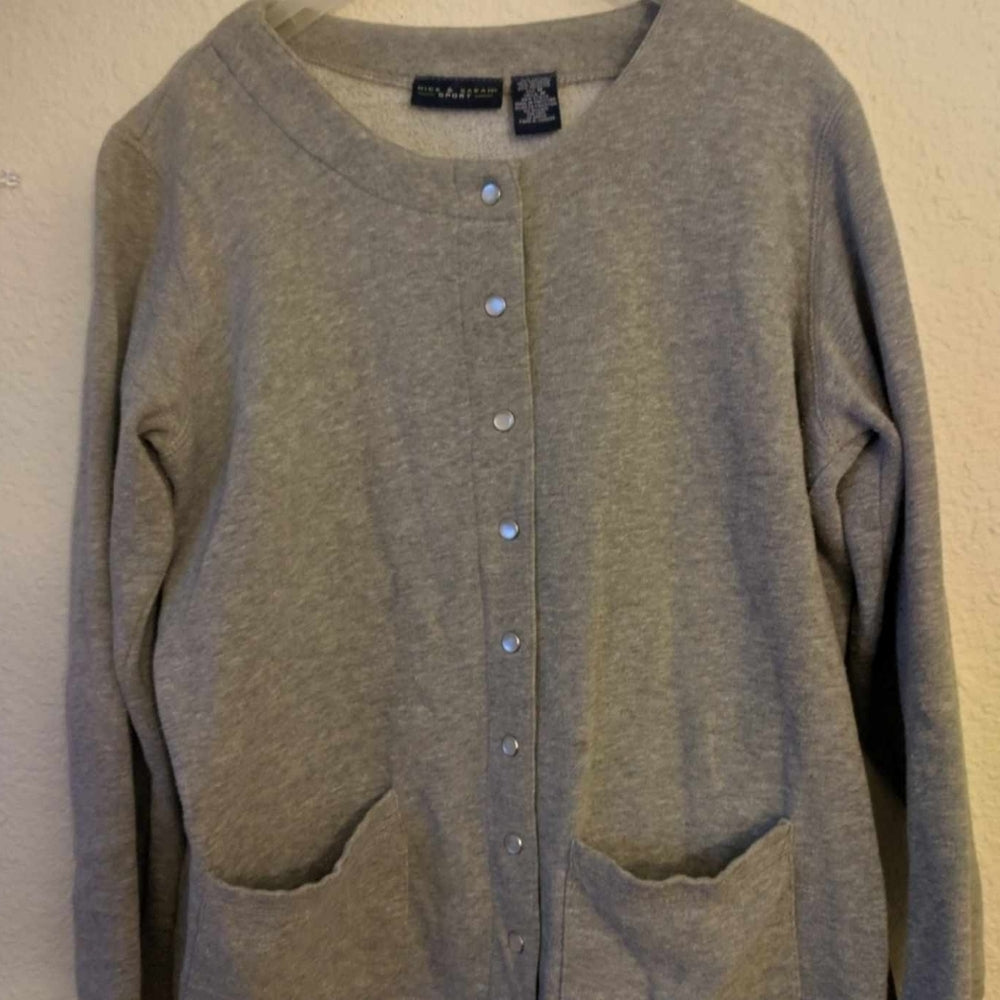 Nick & Saraho Sport Gray Snap Button Cardigan Sweater Medium - Sac's Main