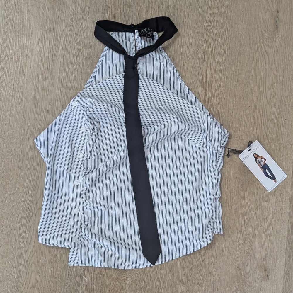 Vero Moda Striped Halter Neck Tank Top with Black Tie Detail