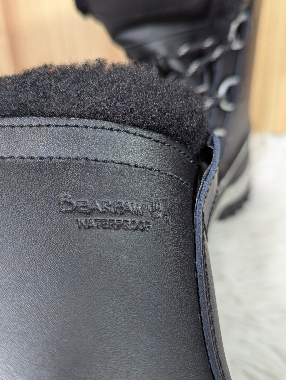 Bearpaw Black Waterproof Winter Boots with Shearling Lining