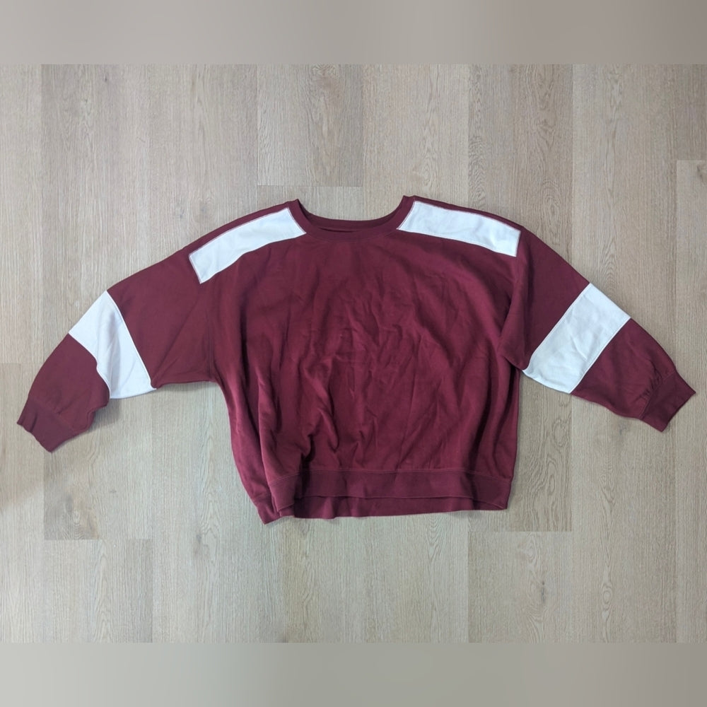 Universal Thread Burgundy and White Colorblock Pullover Sweatshirt Size XL