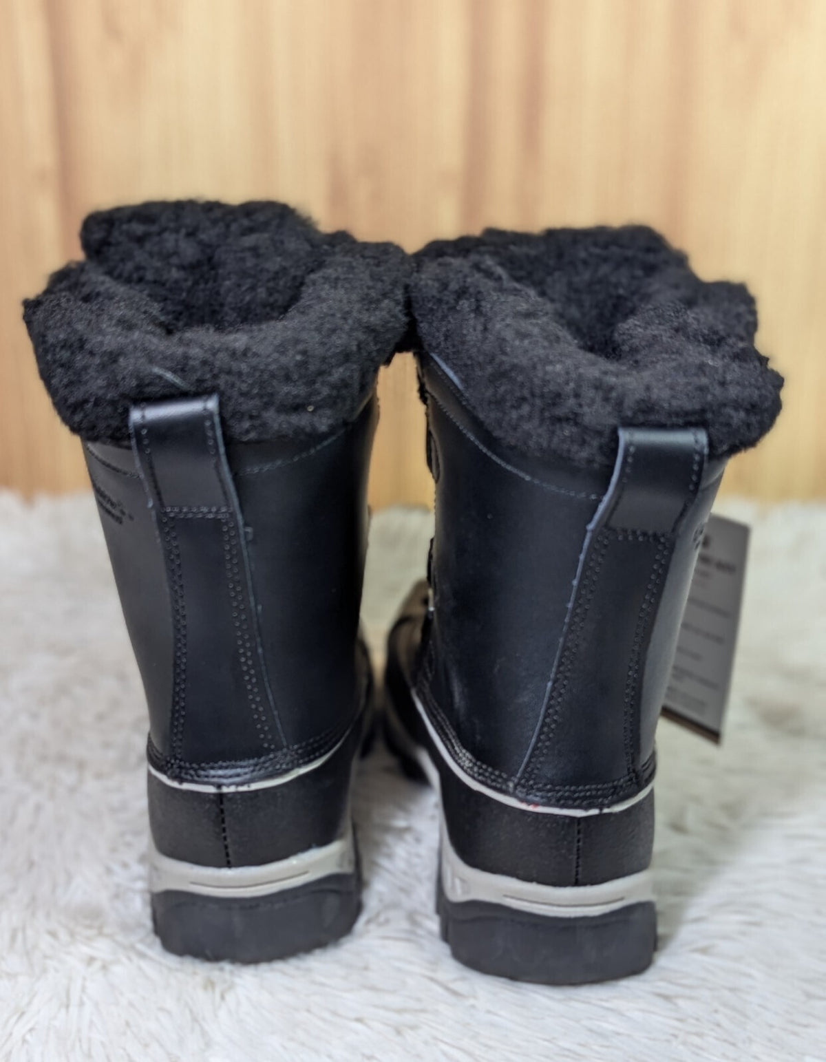 Bearpaw Black Waterproof Winter Boots with Shearling Lining