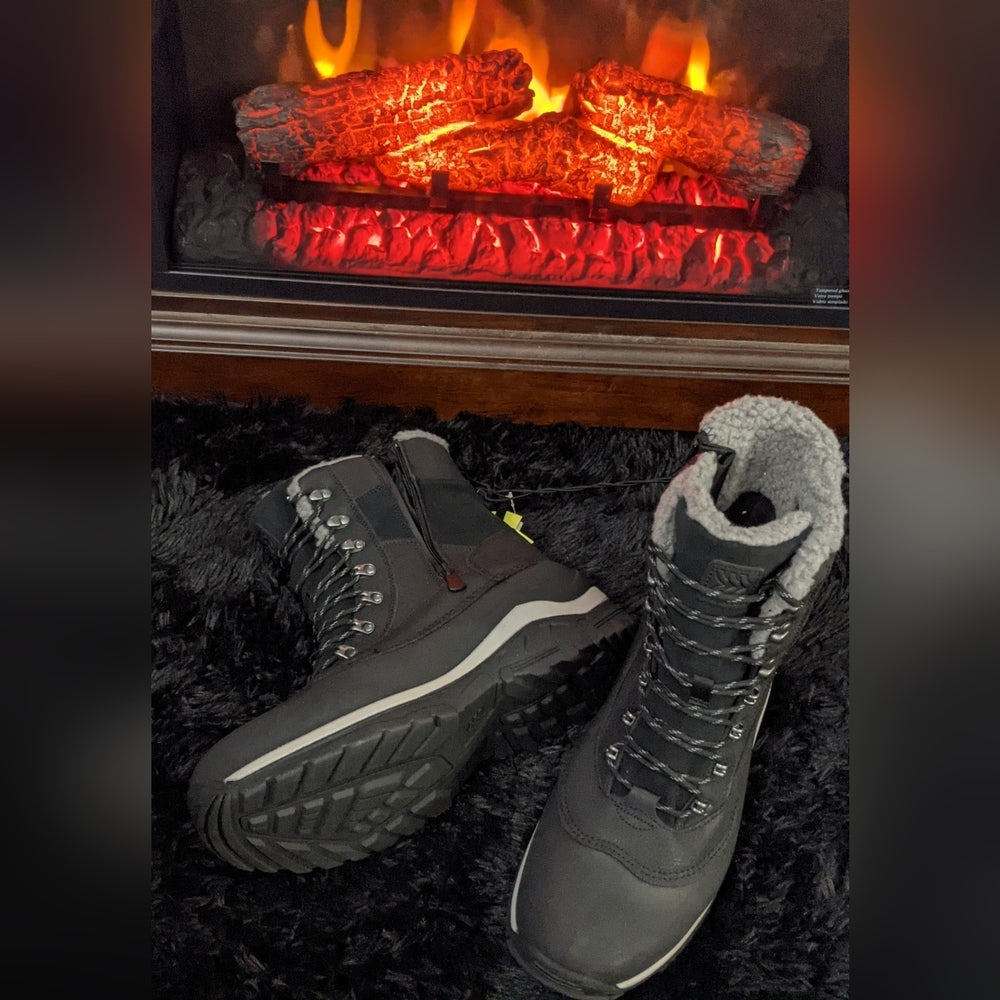 Thermolite EcoMode Black Winter Boots with Faux Fur Lining and Side Zipper